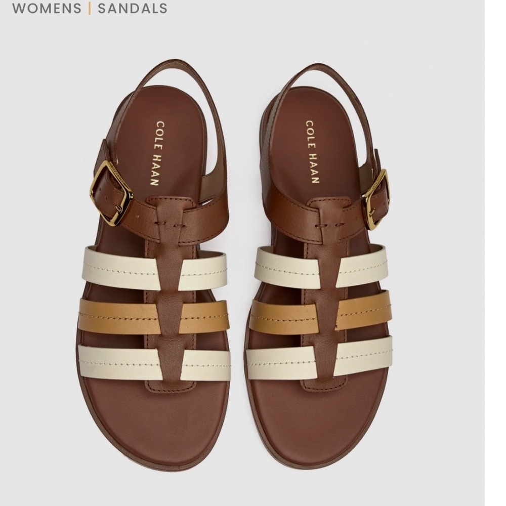 Cole Haan Womens Brown Tan Cream Leather Strappy Gladiator Sandals 8B